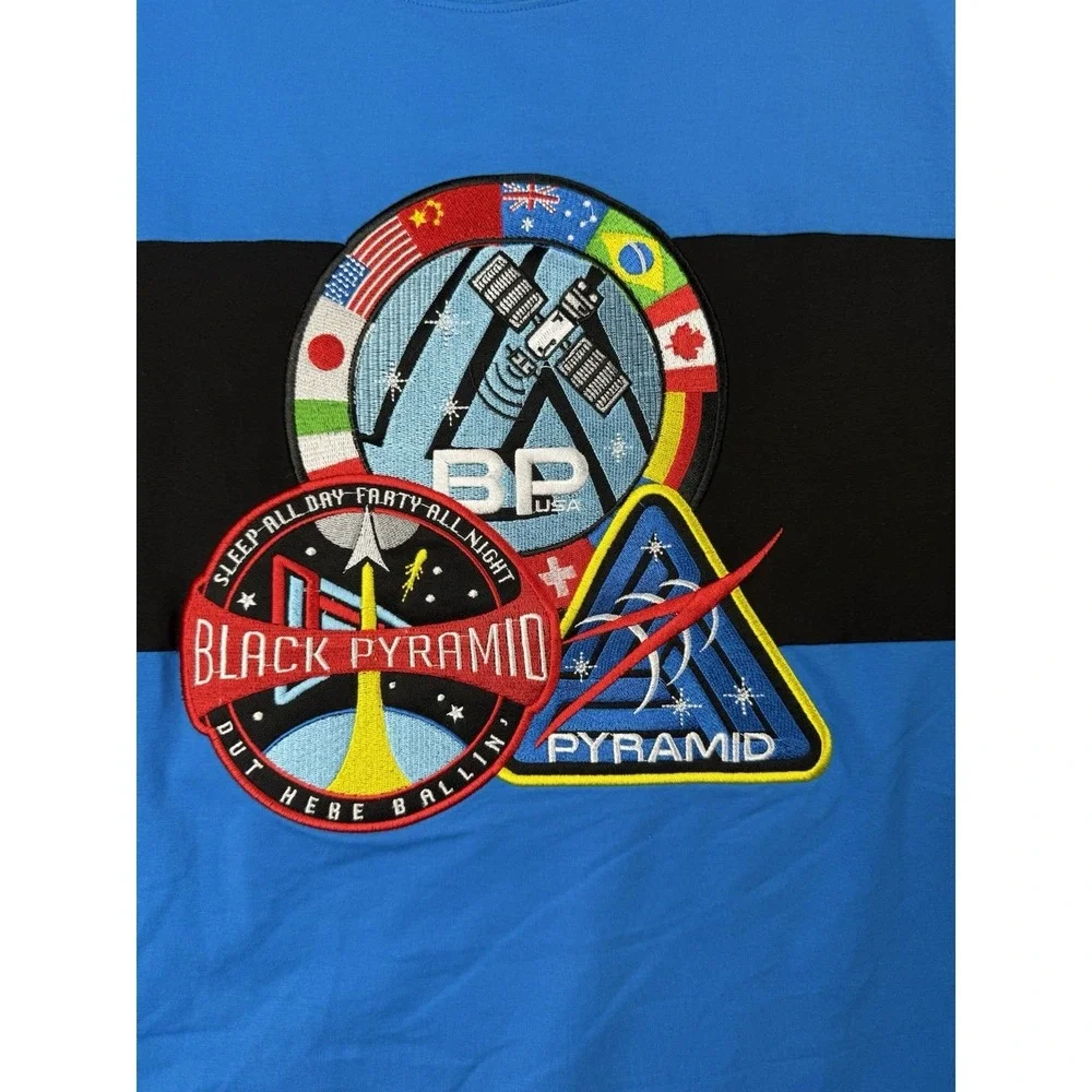 Black Pyramid Men's XXL Space X 2.0 Graphic T-Shirt Blue Patch Tee NWT